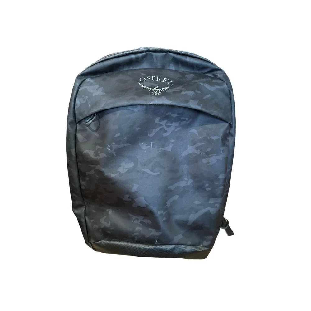 Osprey Transporter Panel Loader Backpack Black Gray Camo Euc Laptop Hiking Work